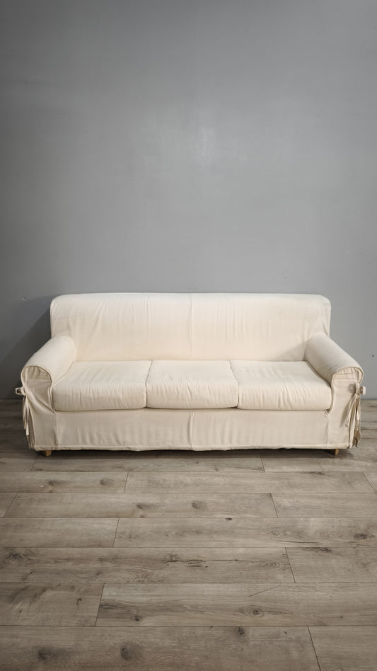92856 Divano tre posti in tessuto bianco