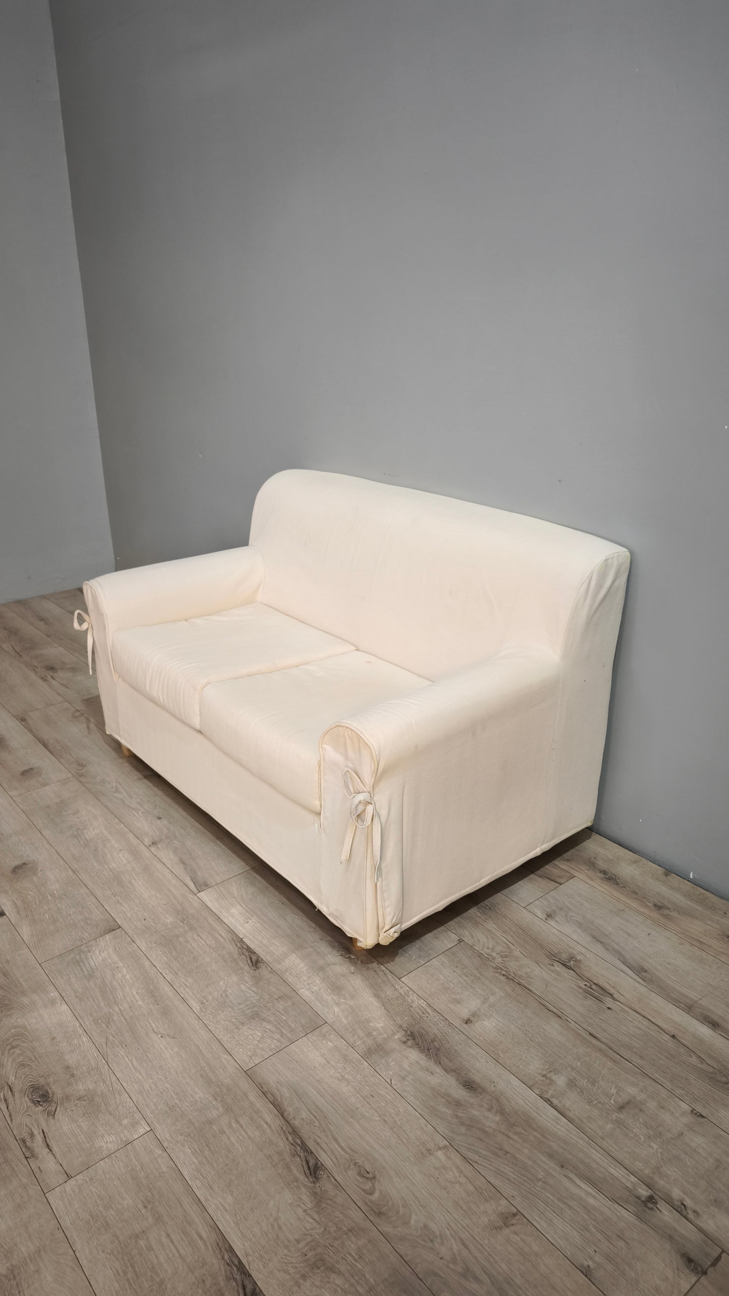 92855 Divano due posti in tessuto bianco