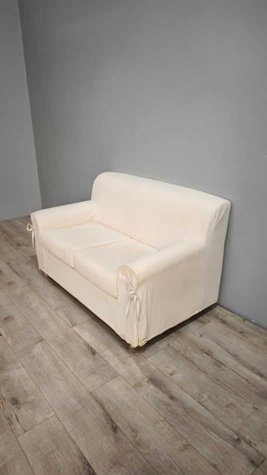 92855 Divano due posti in tessuto bianco
