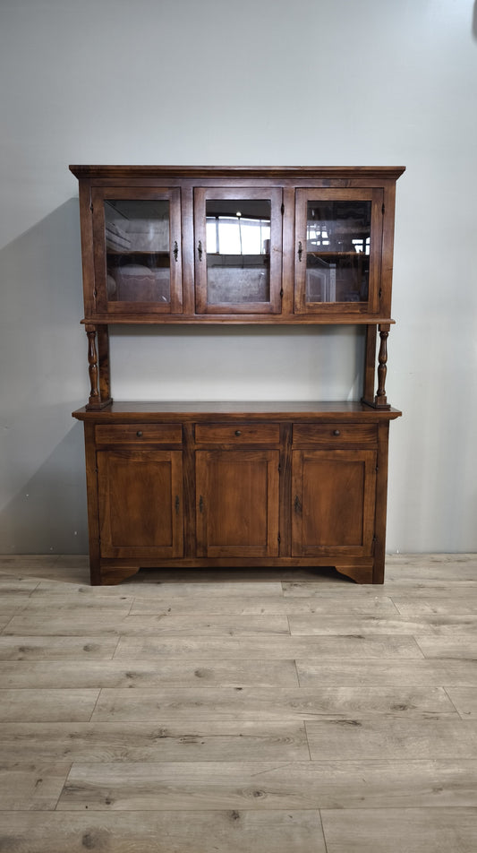 92849 Vetrina in legno tre sportelli con alzata