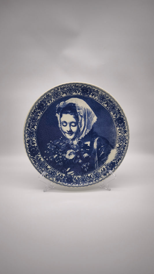 92722 Piatto decorativo Delfts Blauw, handpainted, made in Holland (dama)
