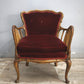 9300 Coppia di poltroncine in legno e tessuto rosso