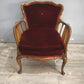 9300 Coppia di poltroncine in legno e tessuto rosso