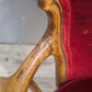 9300 Coppia di poltroncine in legno e tessuto rosso