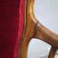 9300 Coppia di poltroncine in legno e tessuto rosso