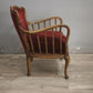 9300 Coppia di poltroncine in legno e tessuto rosso