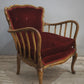 9300 Coppia di poltroncine in legno e tessuto rosso