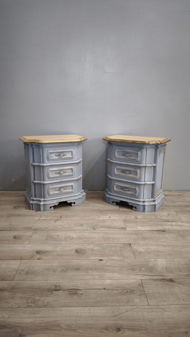 93018 Coppia comodini verniciati con piano in legno