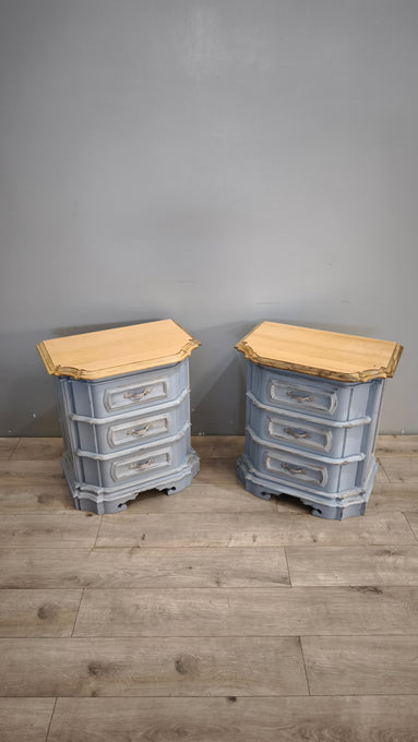 93018 Coppia comodini verniciati con piano in legno