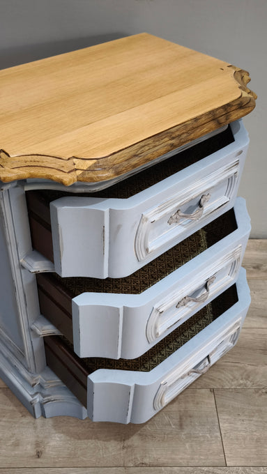 93018 Coppia comodini verniciati con piano in legno