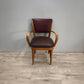 93259 Poltroncina in legno con seduta e schienale in similpelle marrone