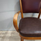 93259 Poltroncina in legno con seduta e schienale in similpelle marrone