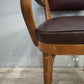 93259 Poltroncina in legno con seduta e schienale in similpelle marrone