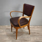 93259 Poltroncina in legno con seduta e schienale in similpelle marrone