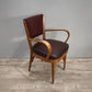 93259 Poltroncina in legno con seduta e schienale in similpelle marrone