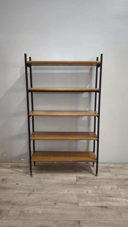 93279 Libreria con struttura in ferro e ripiani in legno