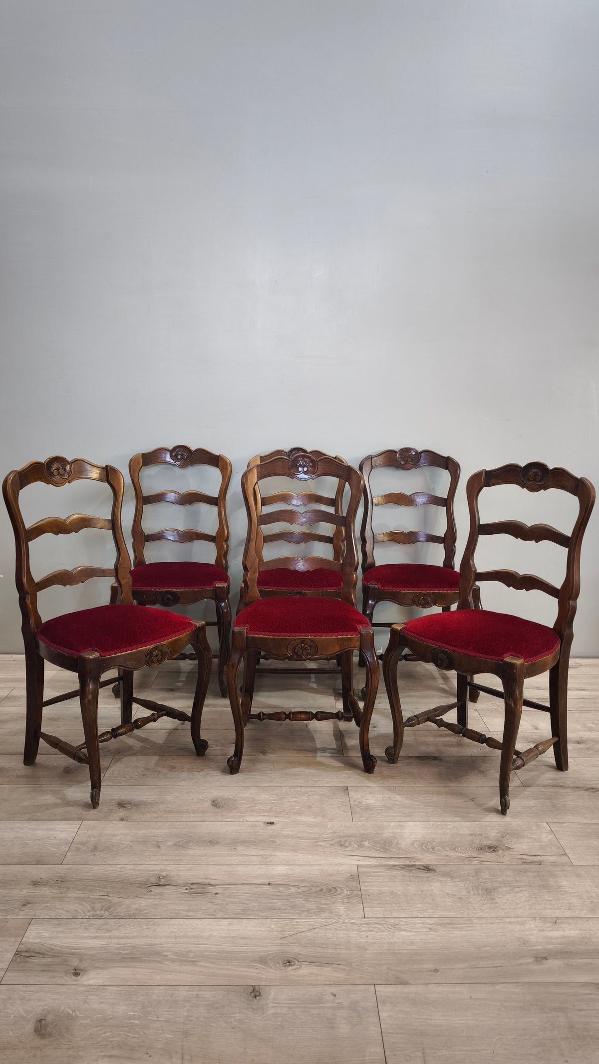 93286 Set n 6 sedie stile provenzale con seduta rossa