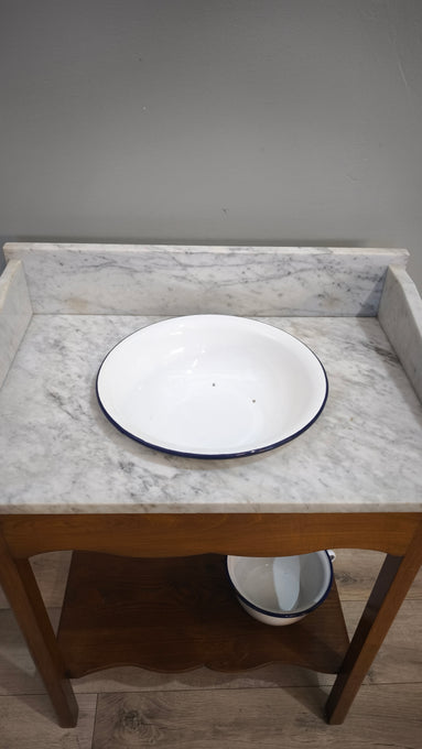 93523 Toletta in legno con piano in marmo e catini