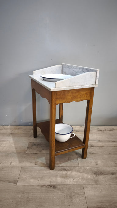 93523 Toletta in legno con piano in marmo e catini