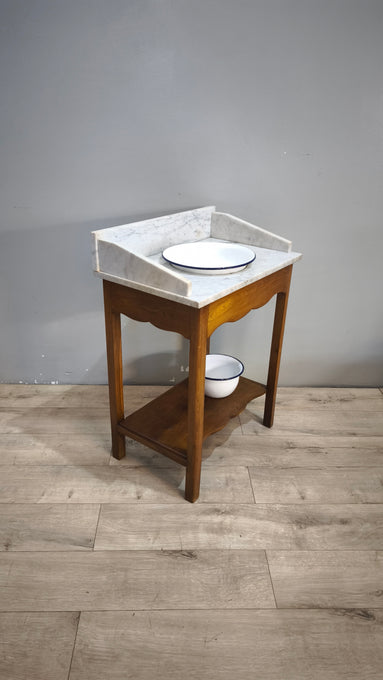 93523 Toletta in legno con piano in marmo e catini