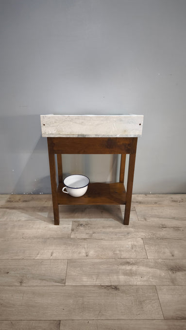 93523 Toletta in legno con piano in marmo e catini