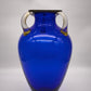 93290 Vaso in vetro soffiato di Murano La Murrina blu con manici dorati