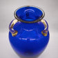 93290 Vaso in vetro soffiato di Murano La Murrina blu con manici dorati