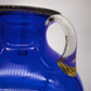 93290 Vaso in vetro soffiato di Murano La Murrina blu con manici dorati