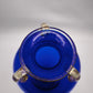 93290 Vaso in vetro soffiato di Murano La Murrina blu con manici dorati