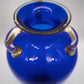 93290 Vaso in vetro soffiato di Murano La Murrina blu con manici dorati