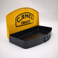 93512 Custodia rigida vintage Camel Trophy gialla e nera in metallo