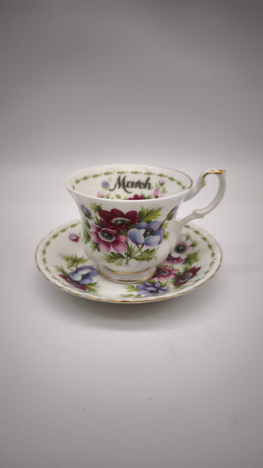 93629 Tazza da tè in ceramica Royal Albert, Flower of the month series, Anemones, March
