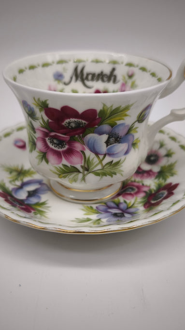 93629 Tazza da tè in ceramica Royal Albert, Flower of the month series, Anemones, March