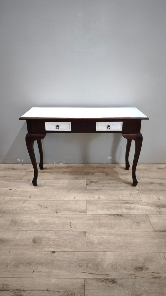 93652 Scrittoio in legno con piano e cassetti bianchi