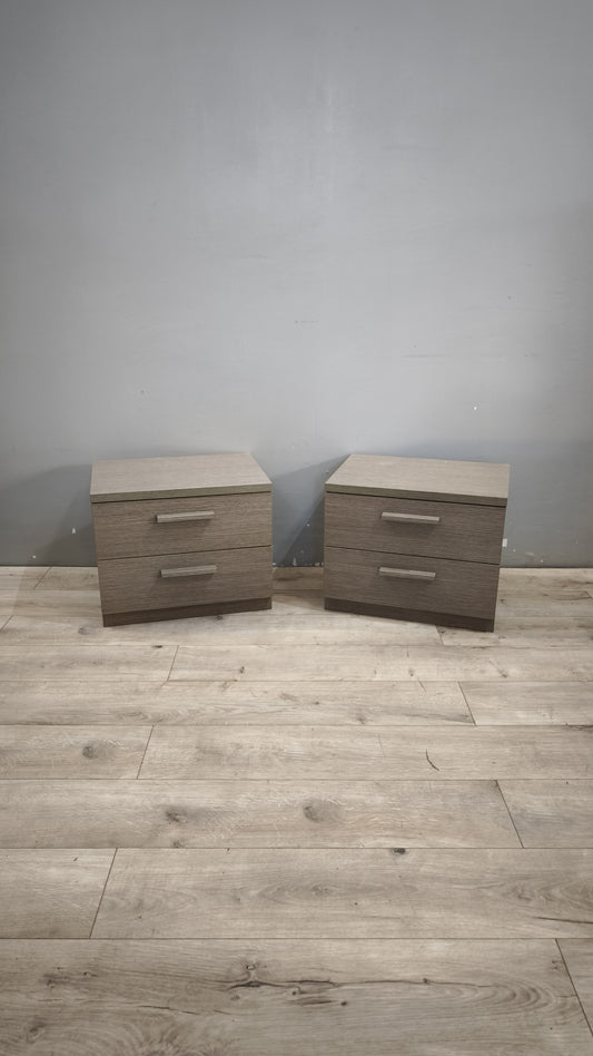 93618 Coppia di comodini grigi con due cassetti