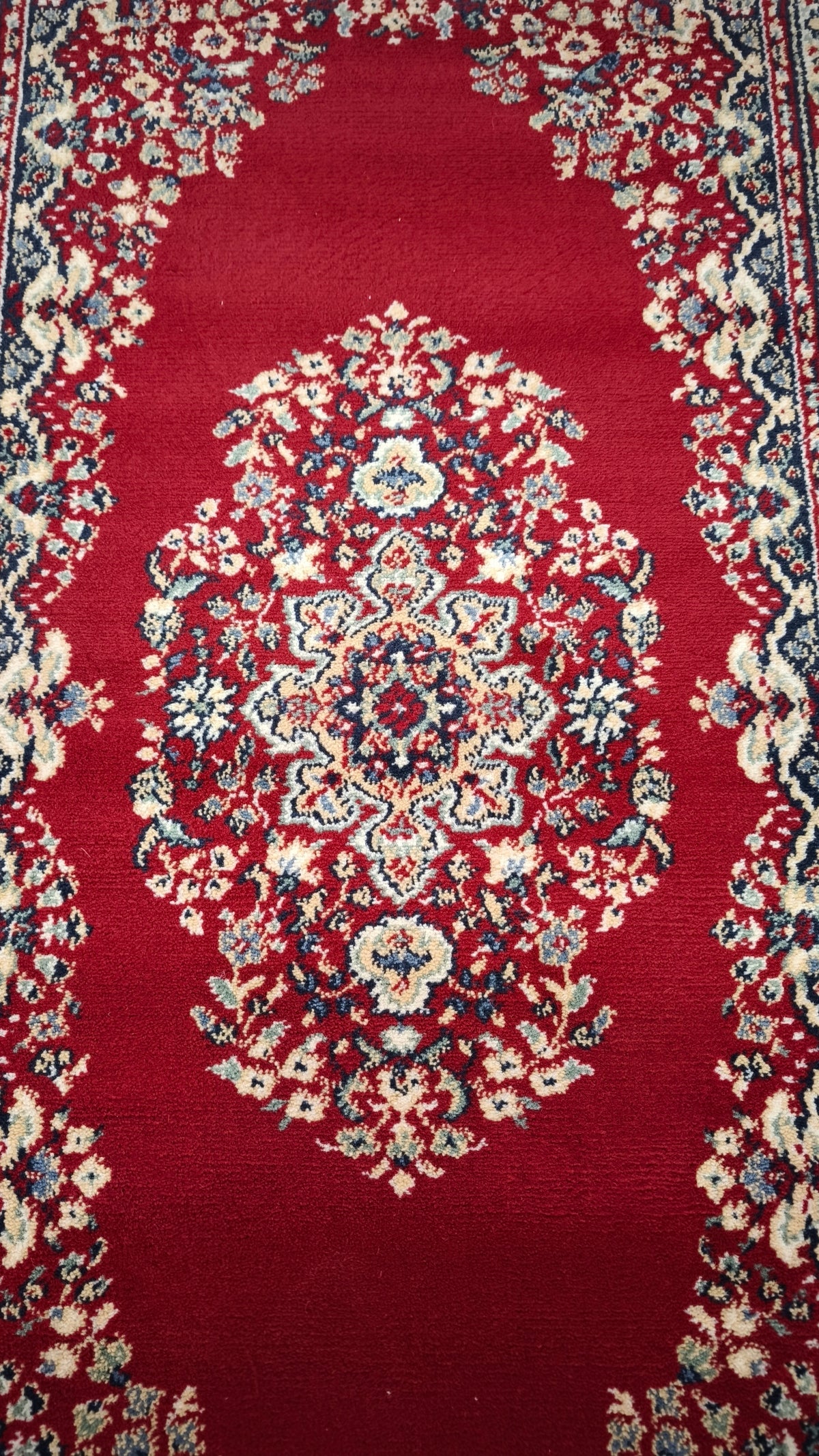 93920 Tappeto in fibra naturale rosso con decoro a motivo floreale 148cm x 80cm