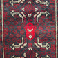 93919 Tappeto in fibra naturale rosso e nero con decoro a motivo geometrico 140cm x 85cm