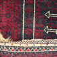 93919 Tappeto in fibra naturale rosso e nero con decoro a motivo geometrico 140cm x 85cm