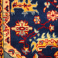 93921 Tappeto in fibra naturale blu e rosso con decoro a motivo floreale 120cm x 176cm