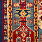 93921 Tappeto in fibra naturale blu e rosso con decoro a motivo floreale 120cm x 176cm