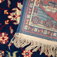 93921 Tappeto in fibra naturale blu e rosso con decoro a motivo floreale 120cm x 176cm