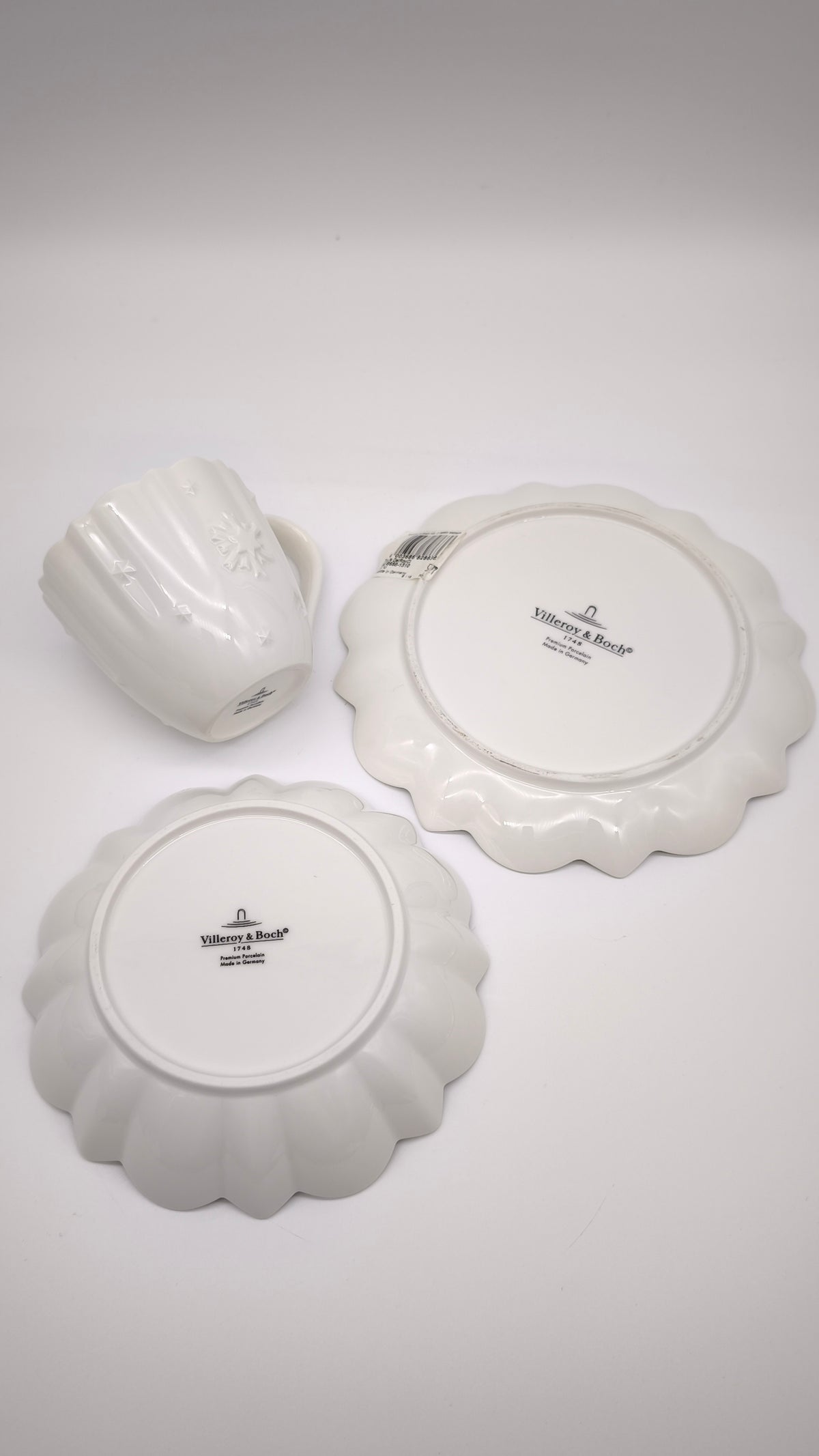 93891 Set tazza con piattino e piatto da dolce Villeroy & Boch serie Toy's Delight in porcellana bianca