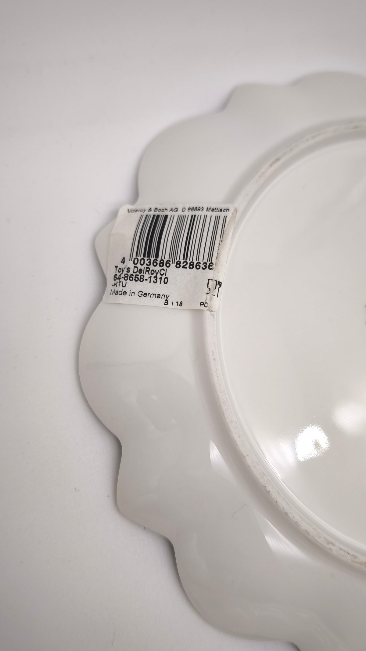 93891 Set tazza con piattino e piatto da dolce Villeroy & Boch serie Toy's Delight in porcellana bianca