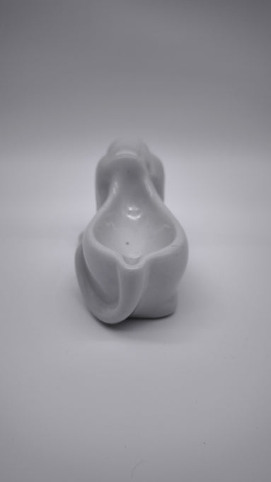 93811 Porta cenere Basset Hound in ceramica bianca