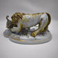 93880 Calamaio in maiolica dipinta con leone rampante, XIX secolo