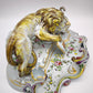 93880 Calamaio in maiolica dipinta con leone rampante, XIX secolo