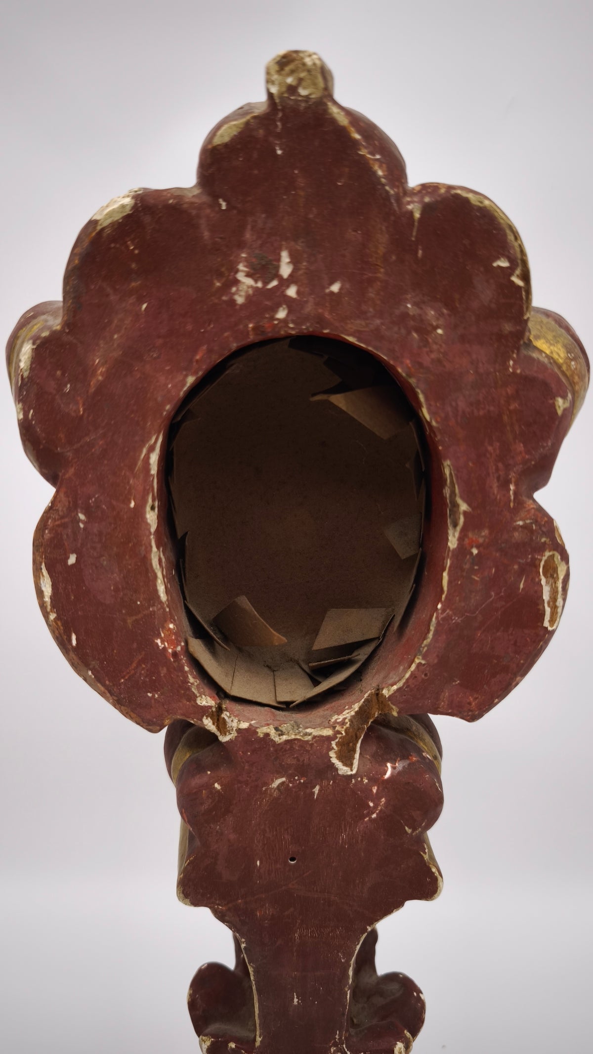 93786 Reliquiario ostensorio da tavolo in legno intagliato, XIX secolo