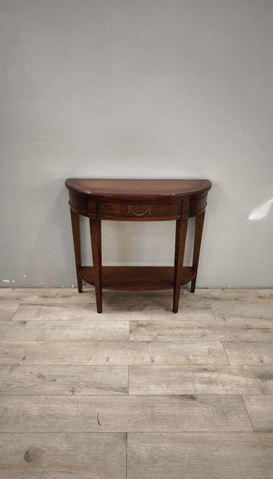94079 Console a mezzaluna in legno con cassetto