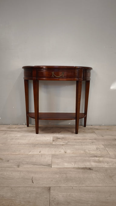 94079 Console a mezzaluna in legno con cassetto