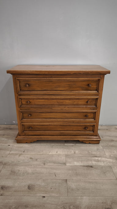 94150 Comò in legno massello con tre cassetti e piano a ribalta